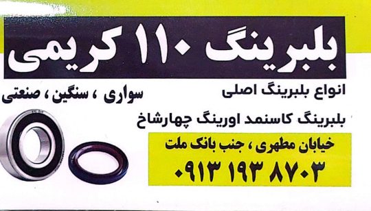 بلبرینگ کاسه نمد چهار شاخ اورینگ رفسنجان بلبرینگ ۱۱۰ کریمی
